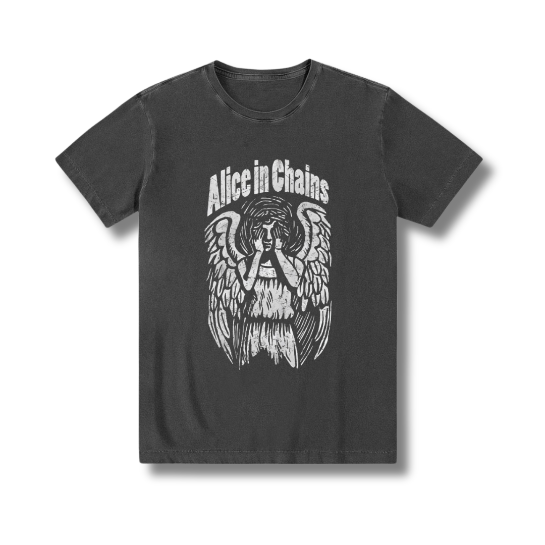 Camiseta 100% algodão Zero encolhimento Exclusiva Lavagem Especial Rock Grunge 90s Alice In Chains.