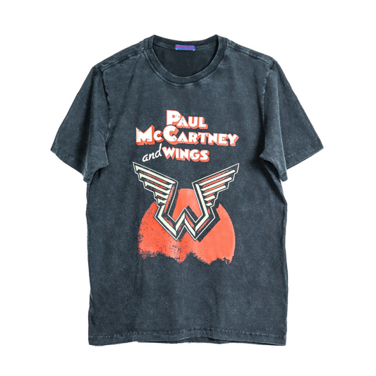 Camiseta preta estonada 100% algodão Paul McCartney