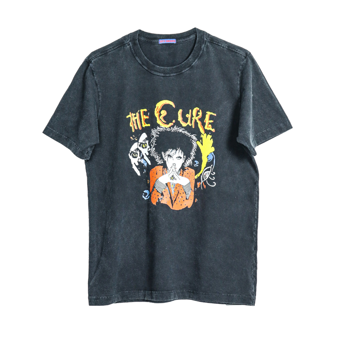 Camiseta preta estonada 100% algodão The Cure