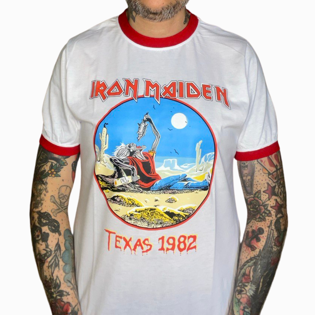 Camiseta Ringer Tee Iron Maiden Vintage