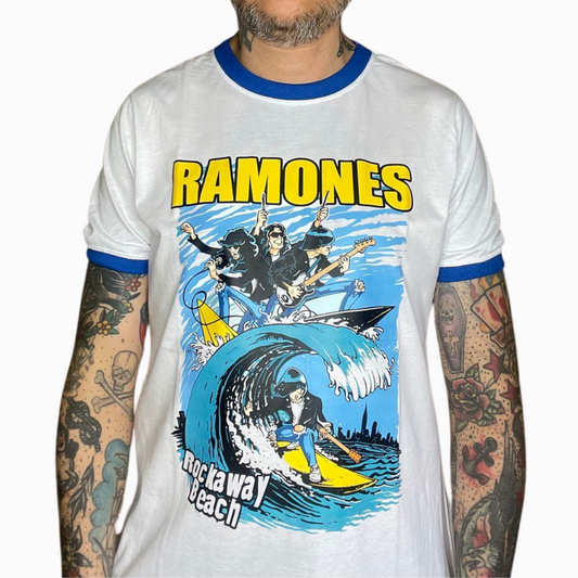 Camiseta Ringer Tee algodão Vintage Ramones