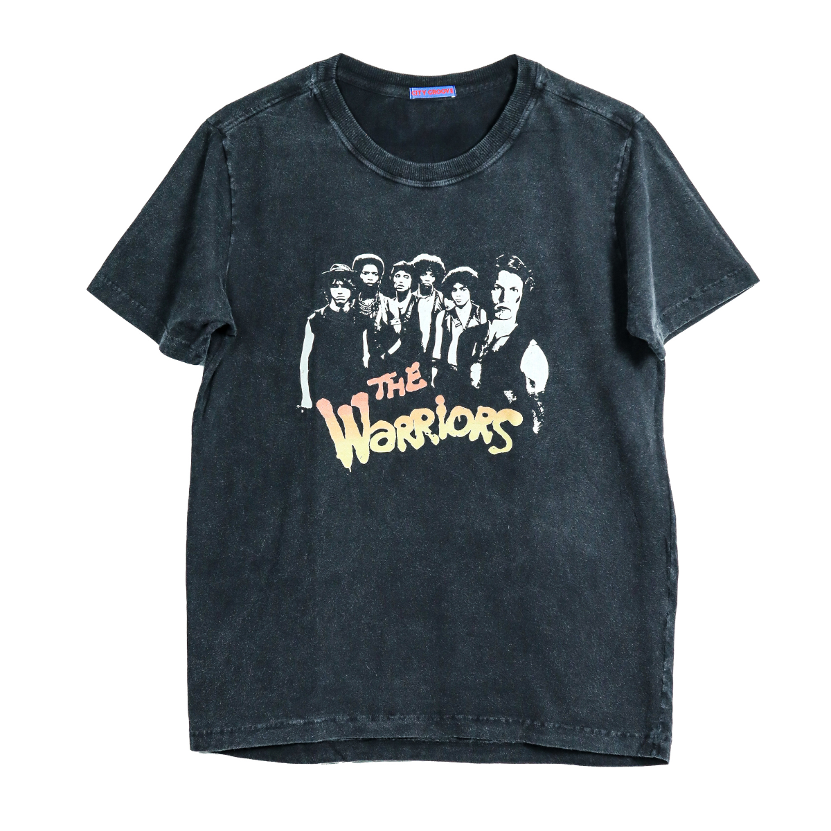 Camiseta preta estonada algodão The Warriors