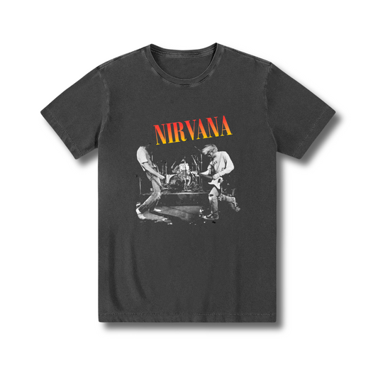 Camiseta estonada 100% algodão exclusiva zero encolhimento Punk Grunge 90s Nirvana