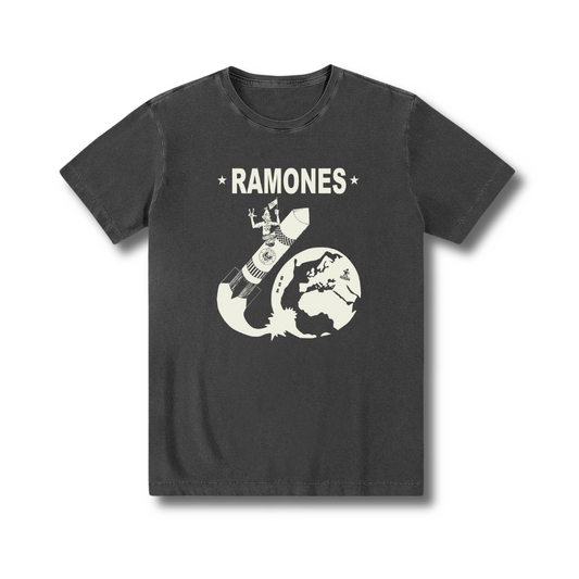 Camiseta estonada 100% algodão punk rock rock n roll Ramones