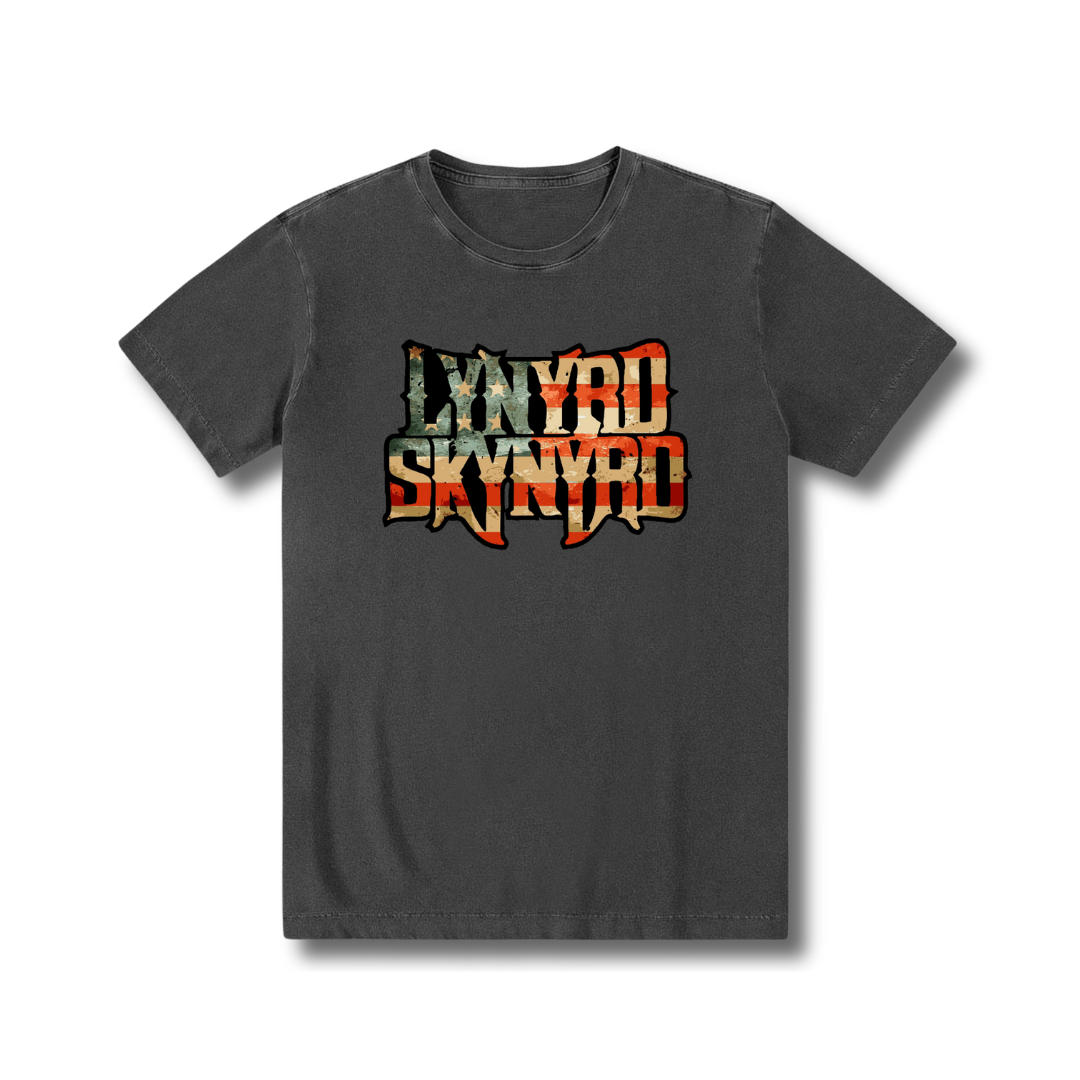 Camiseta 100% algodão estonada zero encolhimento Southern Rock Lynyrd Skynyrd