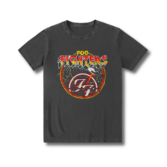 Camiseta 100% algodão estonada unissex Rock'n'Roll Foo Fighters