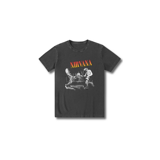 Camiseta 100% algodão infantil estonada Grunge 90s Rock N Roll Nirvana