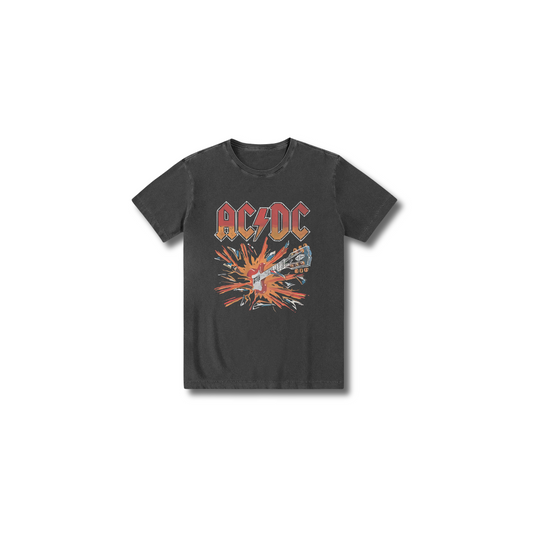 Camiseta 100% algodão estonada infantil Rock N Roll ACDC