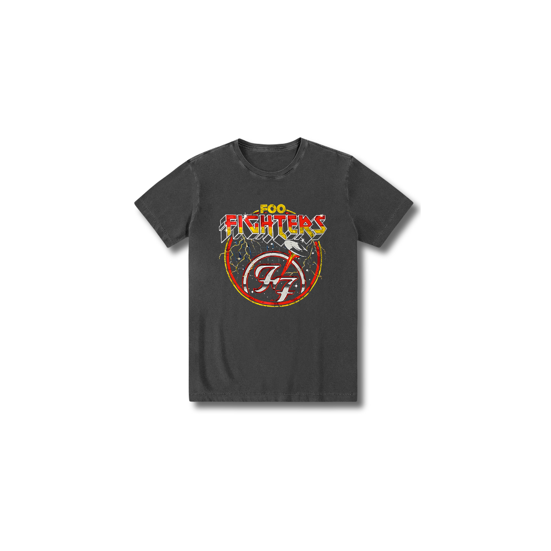 Camiseta 100% algodão infantil estonada Rock N Roll Foo Fighters