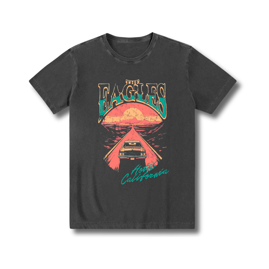Camiseta 100% algodão, zero encolhimento, exclusiva, Rock'n'Roll, 70s, The Eagles.
