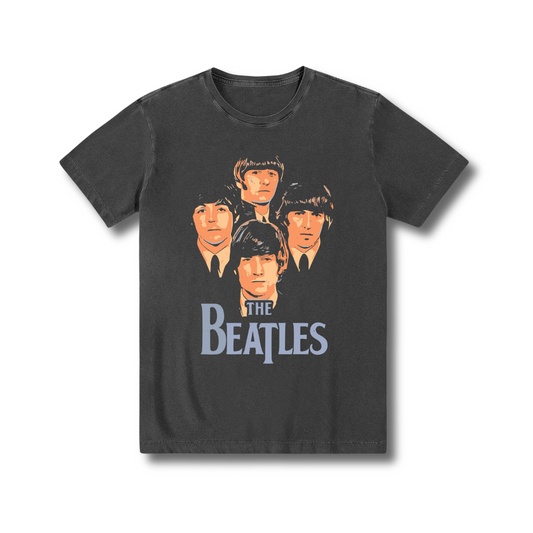 Camiseta 100% algodão Rock'n'Roll exclusiva estonada The Beatles.
