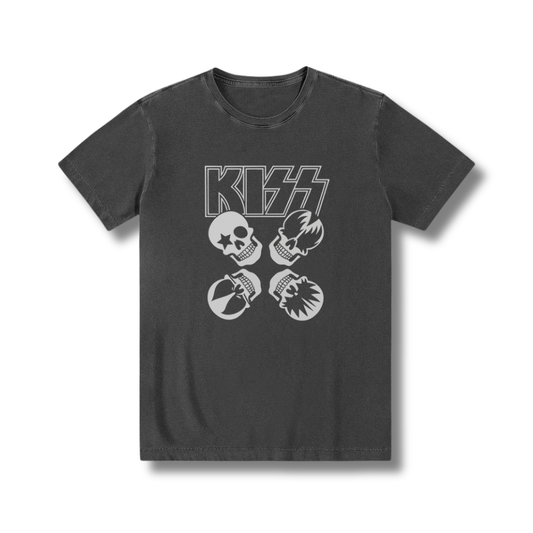 Camiseta 100% algodão zero encolhimento Rock N Roll clássico Kiss.