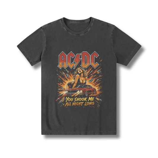 Camiseta 100% algodão, zero encolhimento, qualidade premium, ACDC, Rock N' Roll.