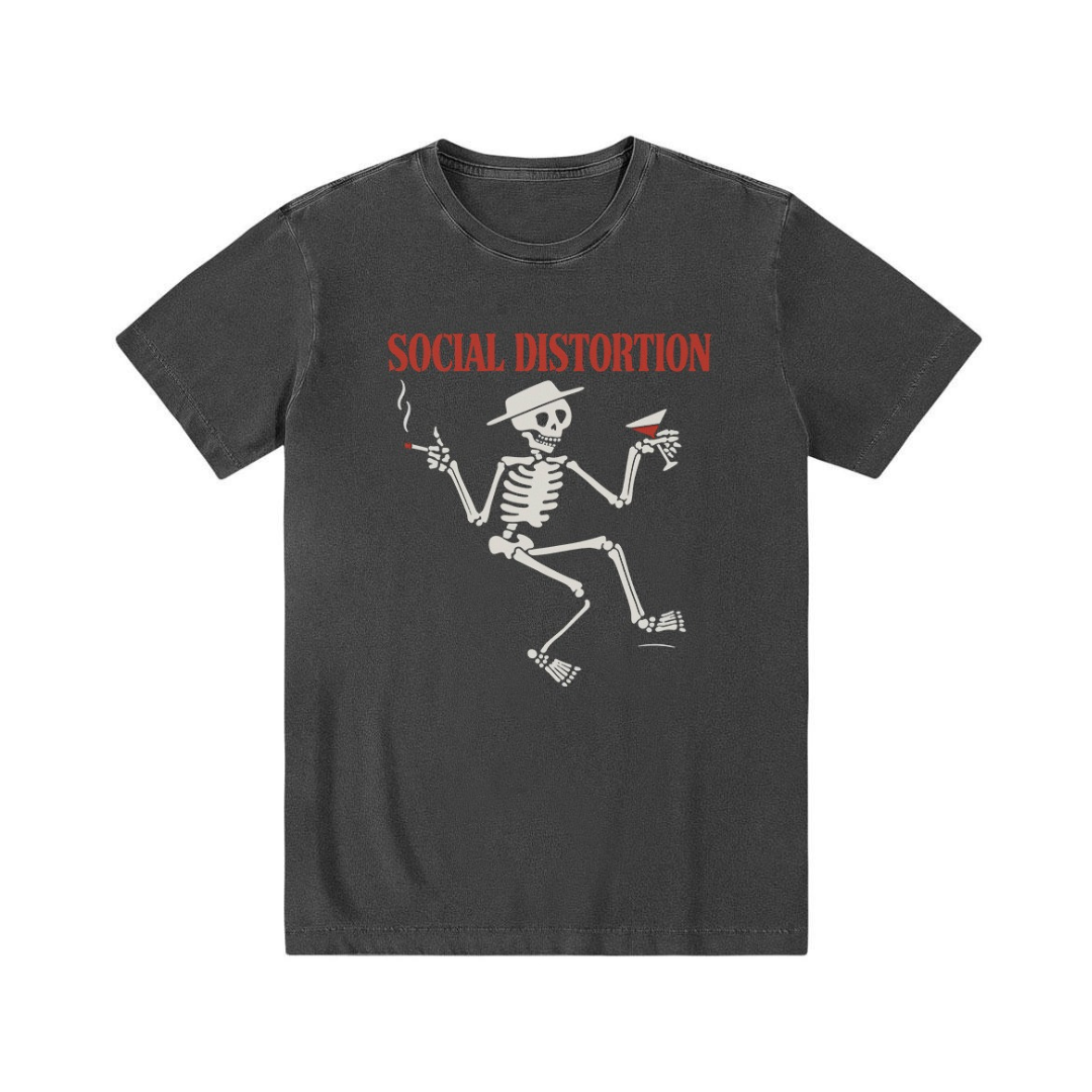Camiseta 100% algodão, stone wash, zero encolhimento, Punk Rock, Rock'n'Roll, Social Distortion.
