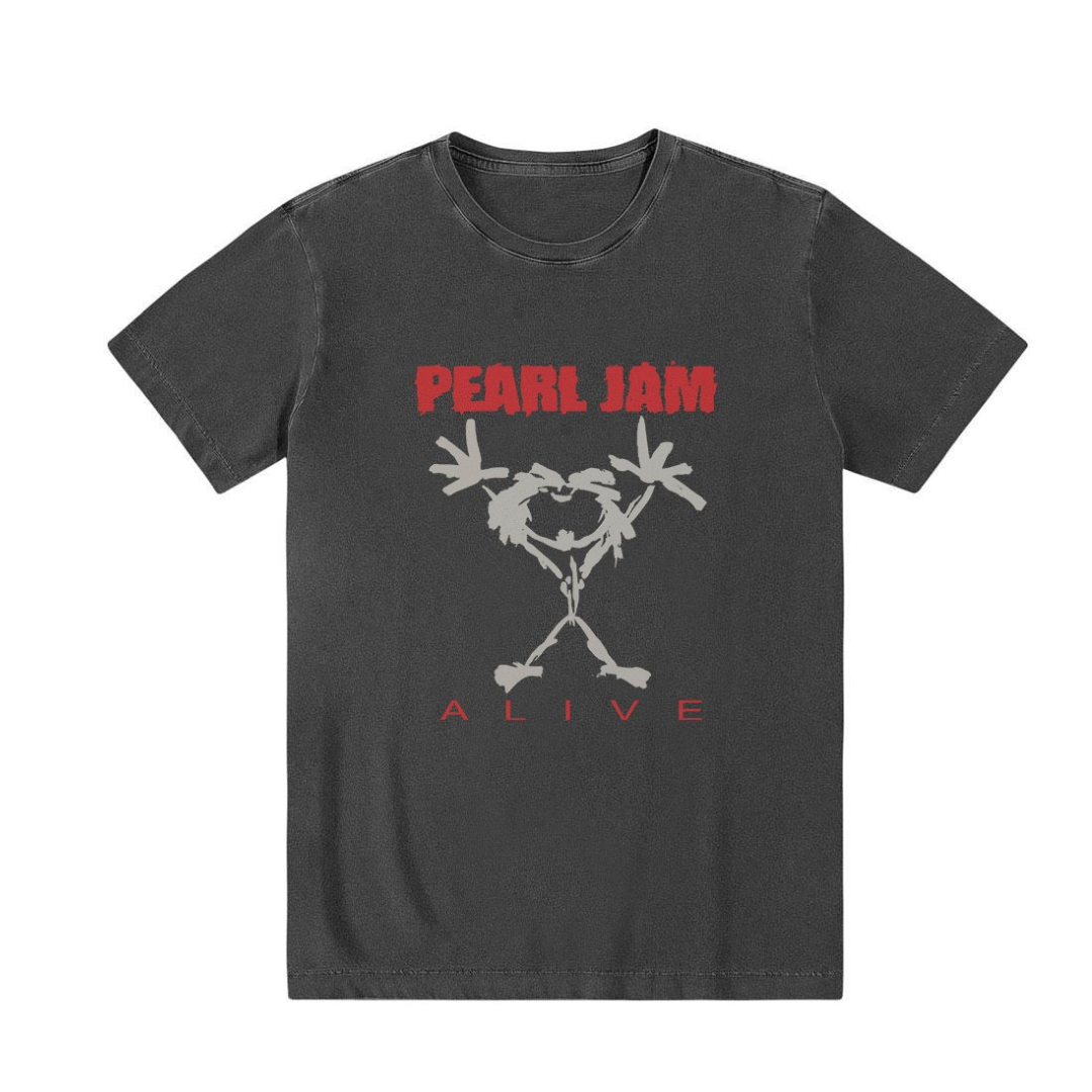 Camiseta 100% algodão, stone wash, Rock and Roll, Grunge, 90s, Pearl Jam.