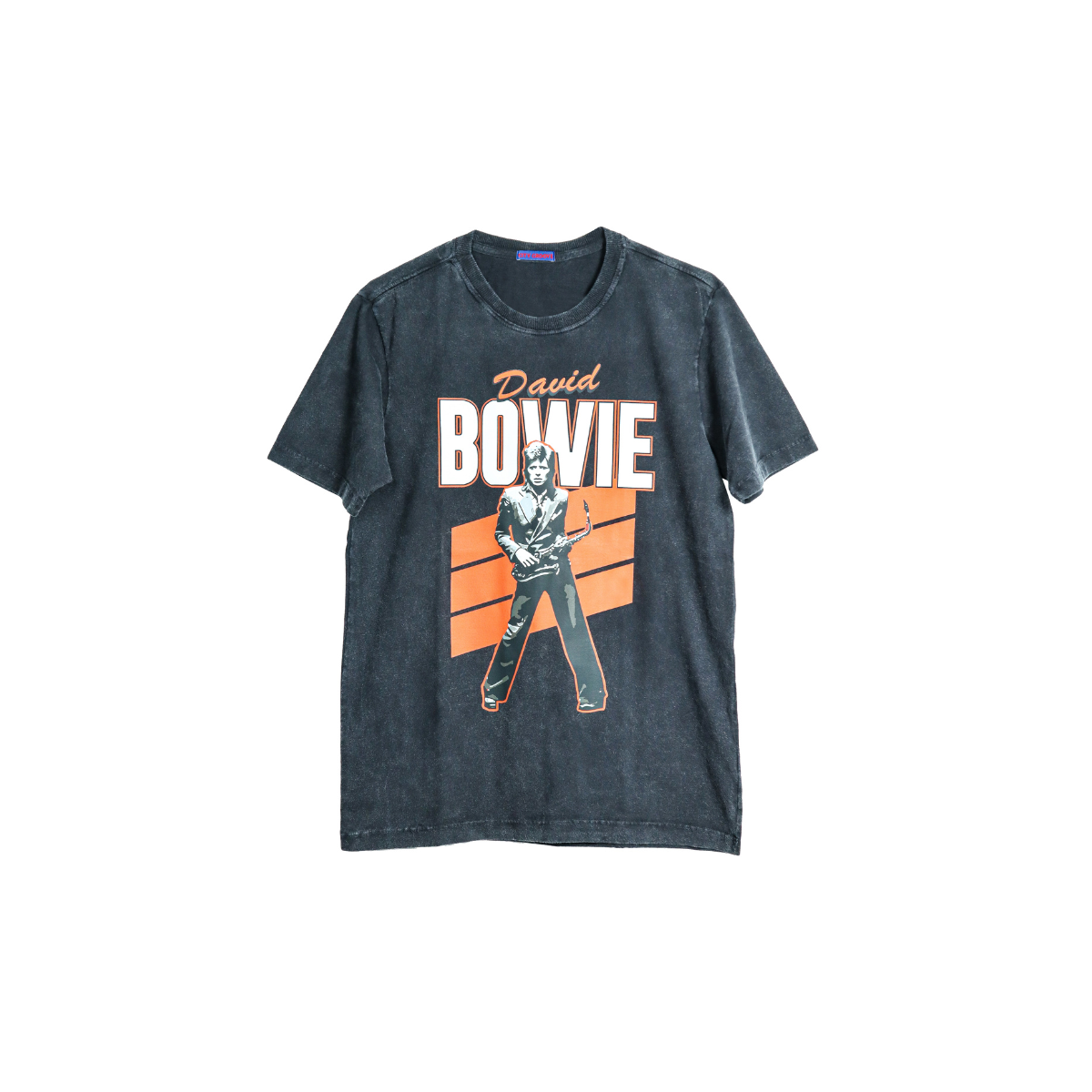 Camiseta infantil preta estonada algodão David Bowie