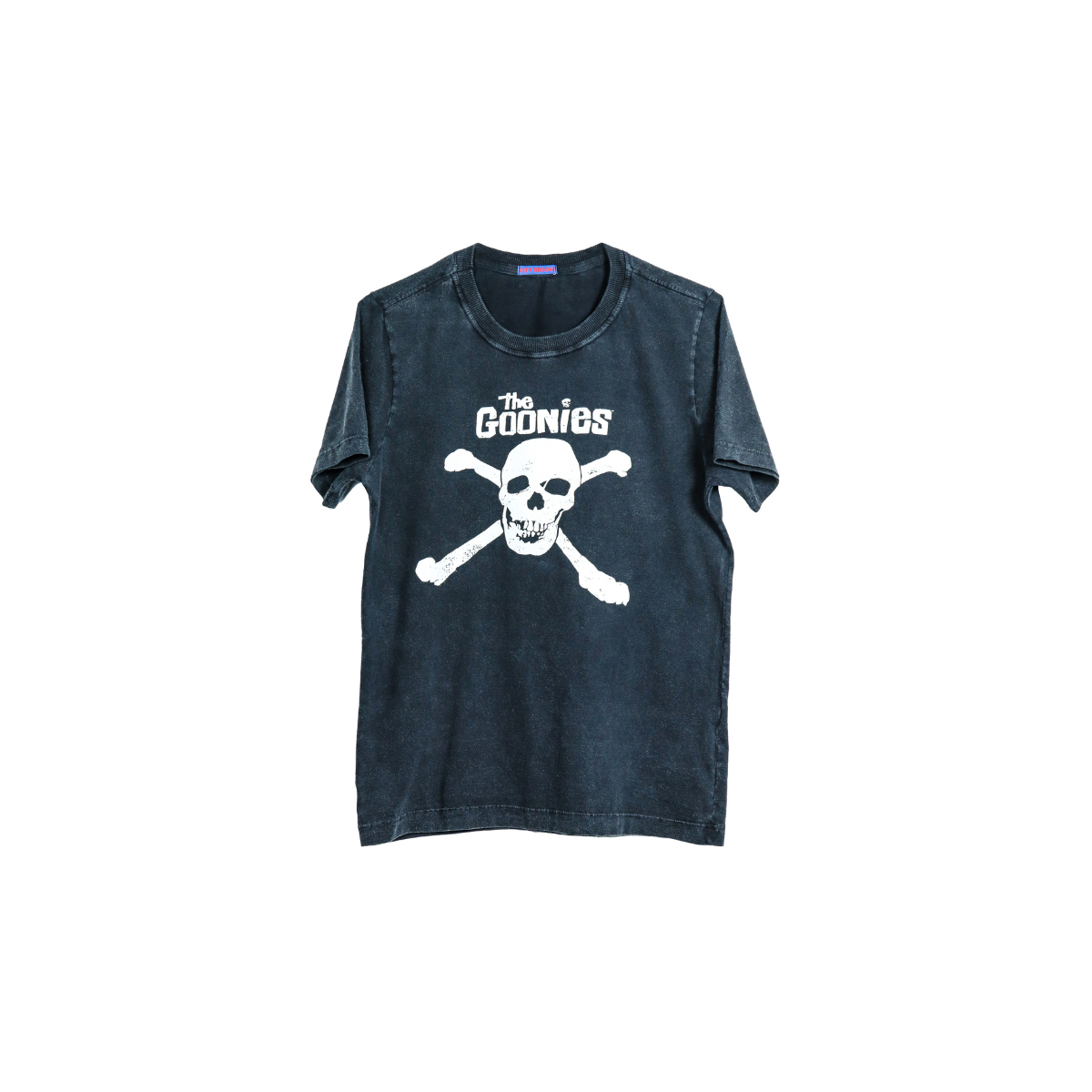 Camiseta infantil preta estonada algodão Goonies