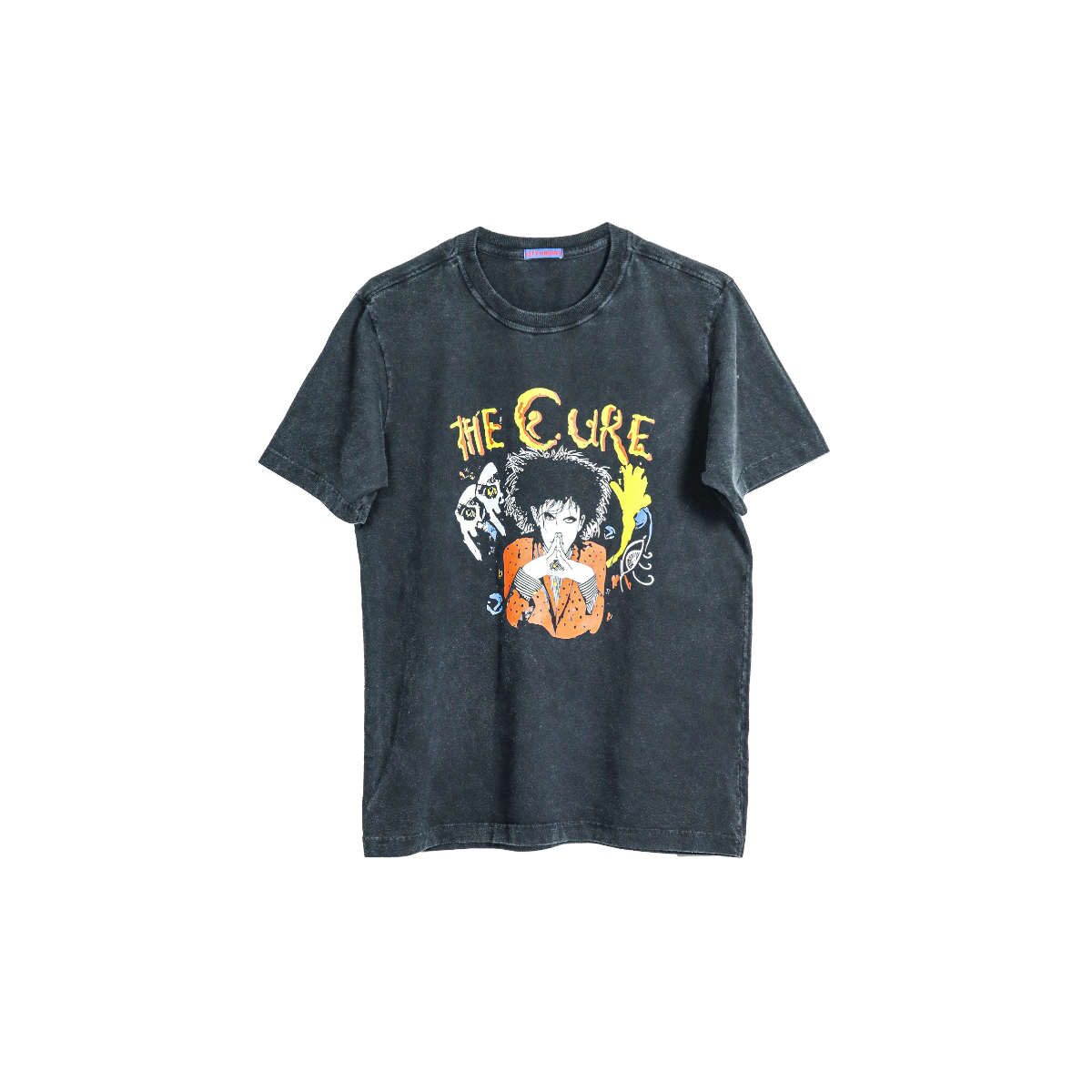 Camiseta infantil preta estonada algodão The Cure