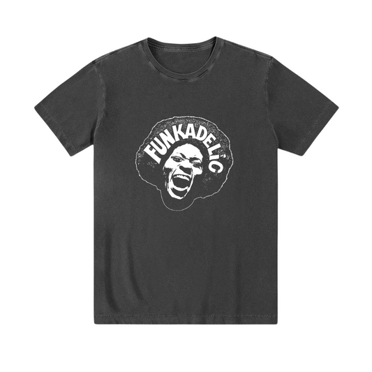 Camiseta preta estonada 100% algodão Funkadelic