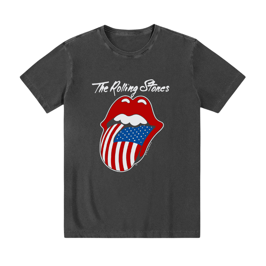 Camiseta preta algodão Rolling Stones vintage