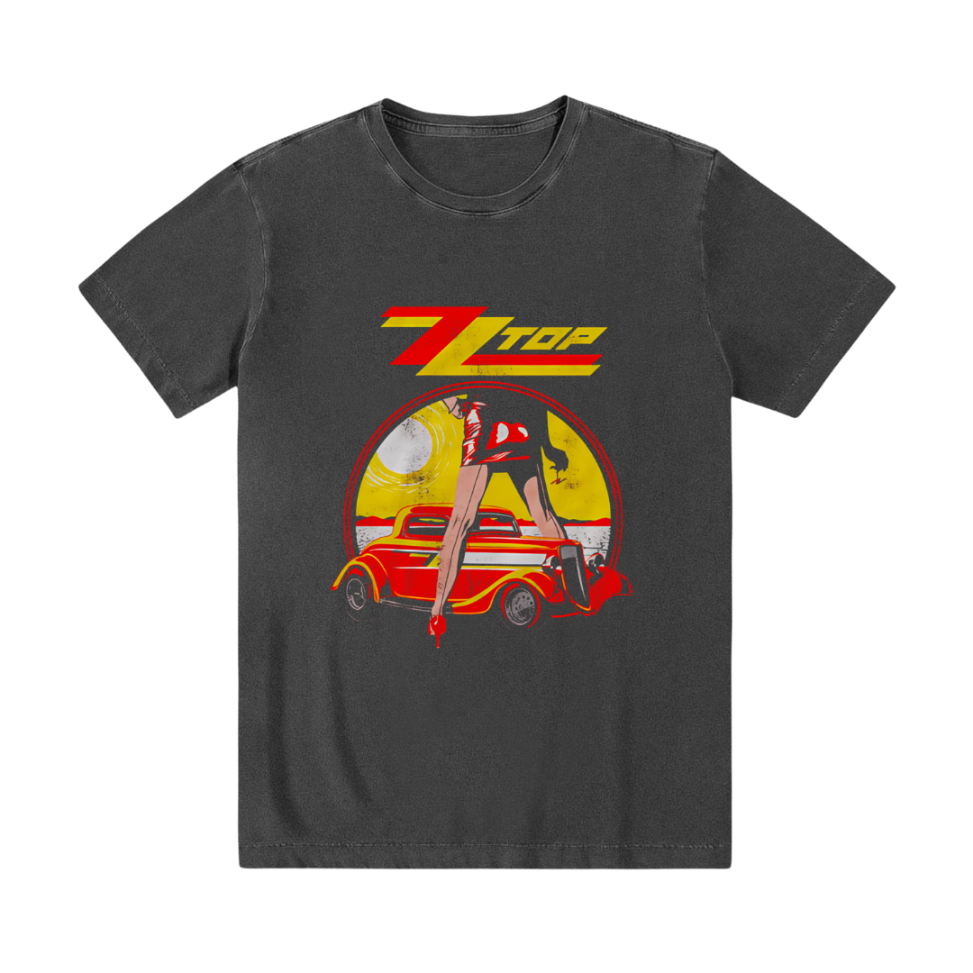 Camiseta preta estonada algodão ZZ Top vintage